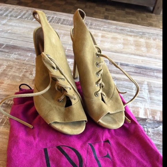 DVF Lace-Up Suede Slingback Heeled Booties on Sale - Picture 6 of 8